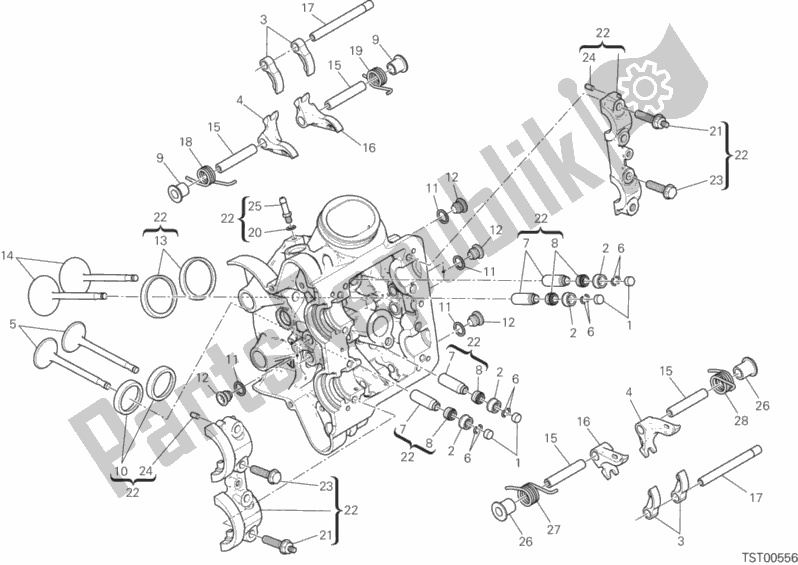 Alle onderdelen voor de Horizontale Cilinderkop van de Ducati Multistrada 1200 Enduro Touring Brasil 2017